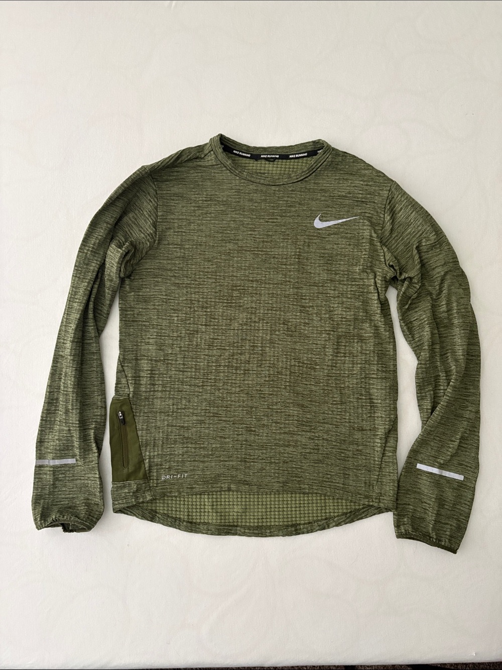 Nike Olive/Green Long Sleeve Dri-FIT Running Top